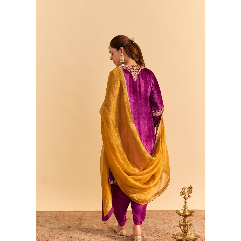 Sheetal Batra Amal Purple Kurta With Dhoti and Dupatta