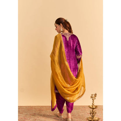 Sheetal Batra Amal Purple Kurta With Dhoti and Dupatta
