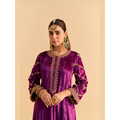 Sheetal Batra Azmiya Purple Velvet Embroidered Kurta With Salwar