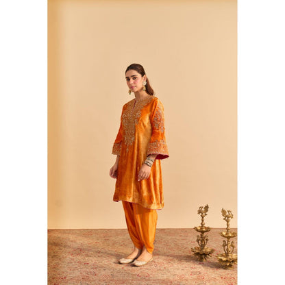 Sheetal Batra Eira Orange Embroidered Kurta With Dhoti
