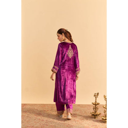 Sheetal Batra Fareeha Purple Velvet Embroidered Kurta With Salwar