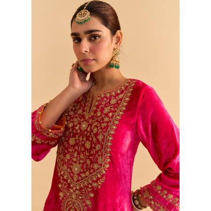 Sheetal Batra Fareeha Pink Velvet Embroidered Kurta With Salwar and Dupatta
