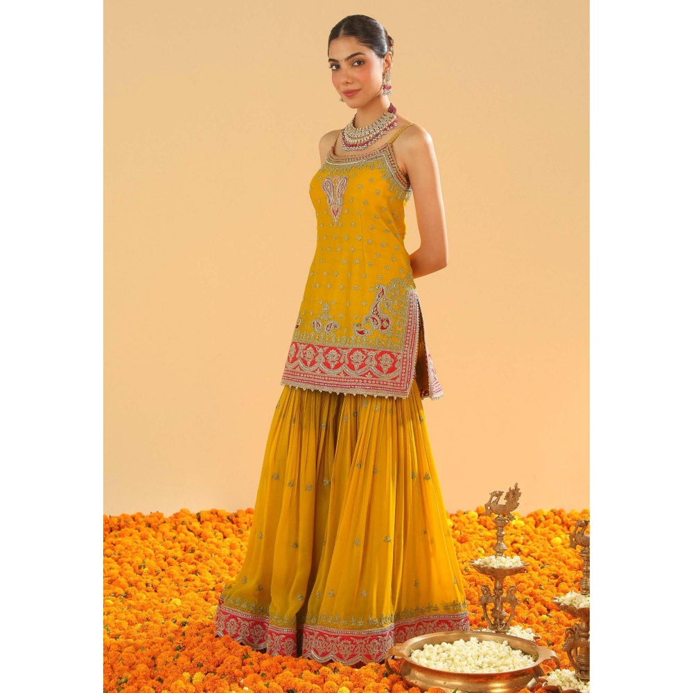 Sheetal Batra Mustard Embroidered Kurta With Gharara and Dupatta