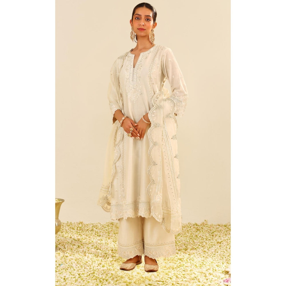 Sheetal Batra Sumaiya - Ivory A-Line Embroidered Kurta With Palazzo And Dupatta