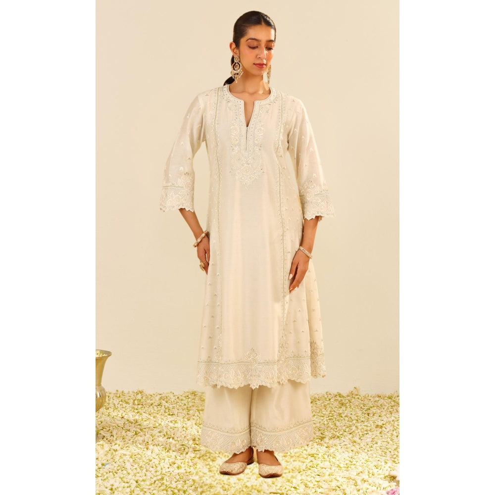 Sheetal Batra Sumaiya - Ivory A-Line Embroidered Kurta With Palazzo And Dupatta