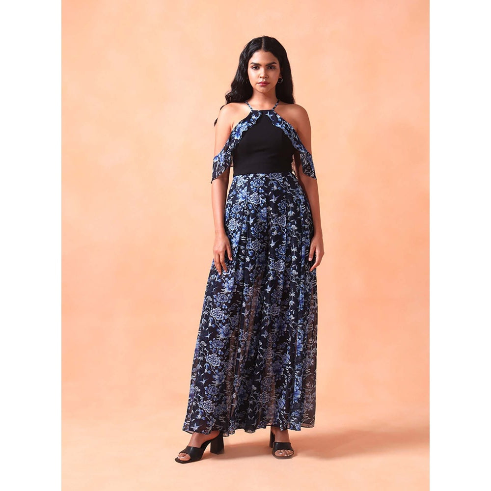 Shetab Kazmi Navy Blue Midnight Garden Jumpsuit