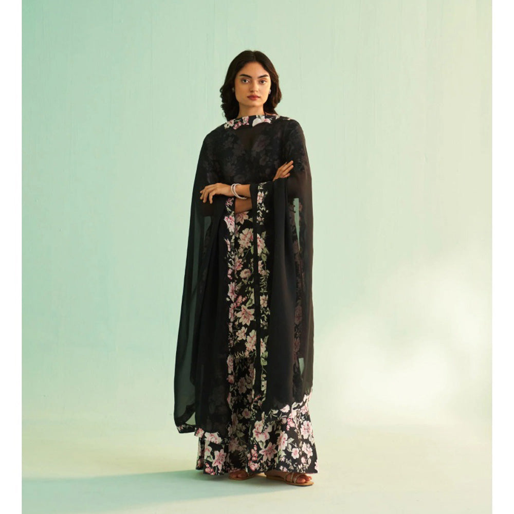 Shetab Kazmi Noorani Black Sharara with Kurta and Dupatta (Set of 3)