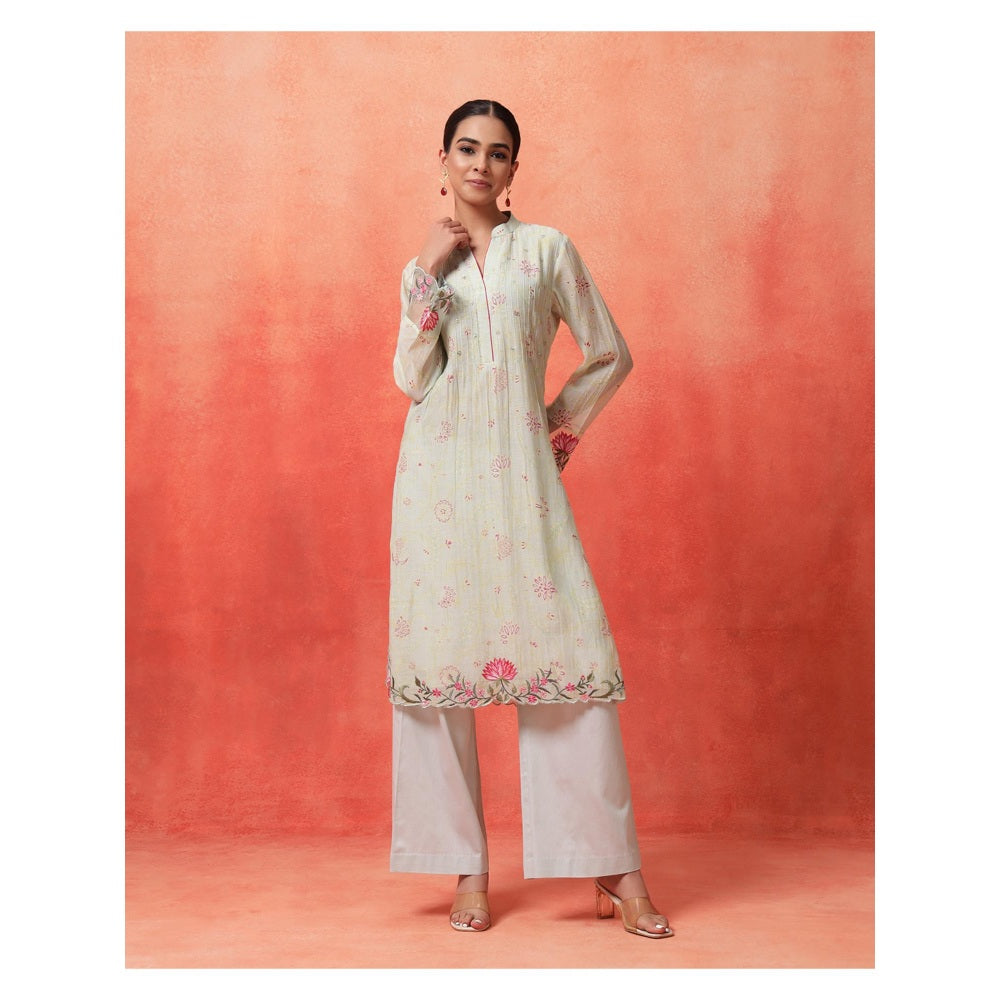 Shetab Kazmi Elara Sage Green Kurta with Pant and Dupatta