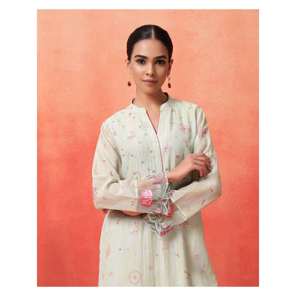 Shetab Kazmi Elara Sage Green Kurta with Pant and Dupatta