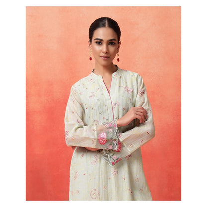 Shetab Kazmi Elara Sage Green Kurta with Pant and Dupatta