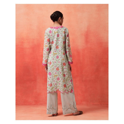 Shetab Kazmi Green Elara Straight Kurta with Palazzo and Dupatta
