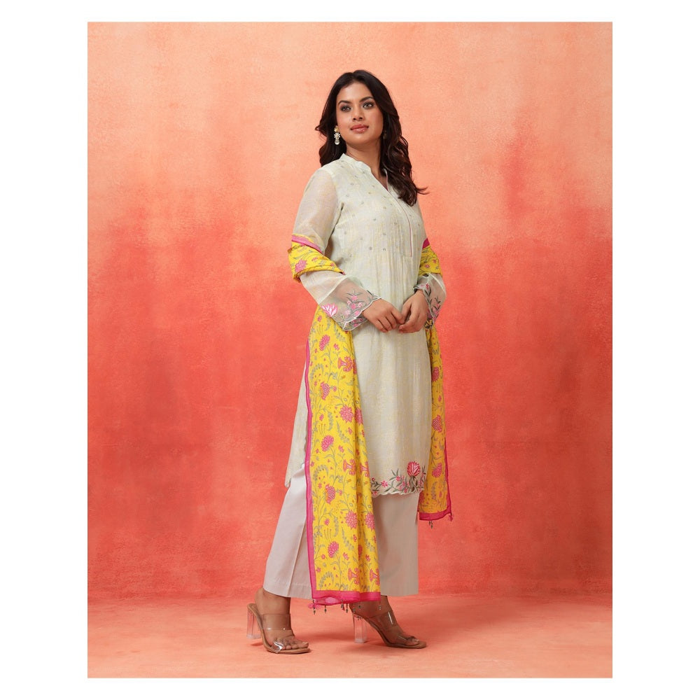 Shetab Kazmi Elara Sage Green Kurta with Pant and Dupatta
