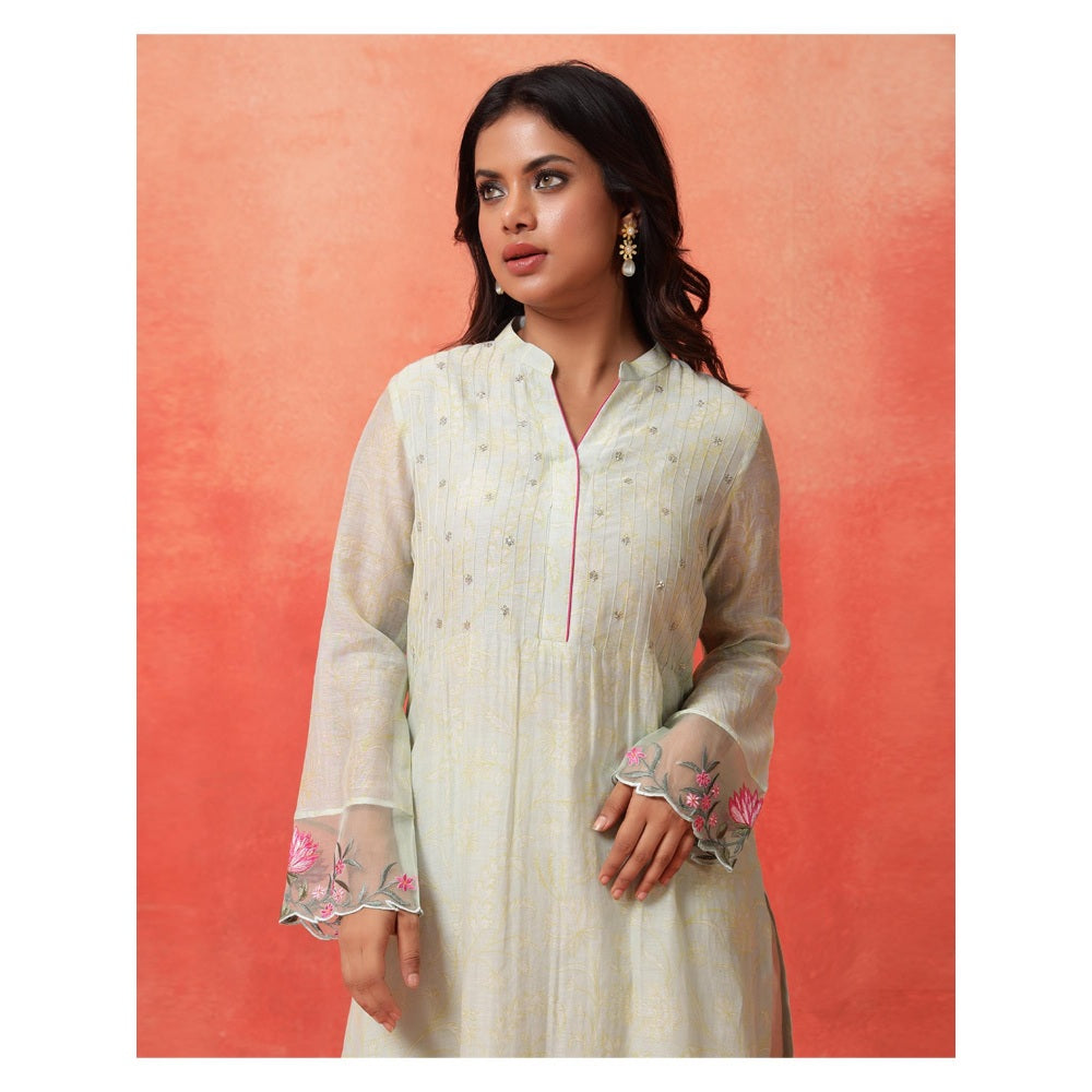 Shetab Kazmi Elara Sage Green Kurta with Pant and Dupatta