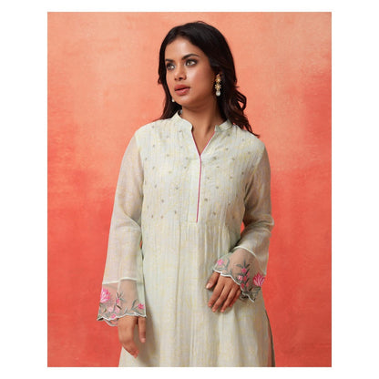Shetab Kazmi Elara Sage Green Kurta with Pant and Dupatta