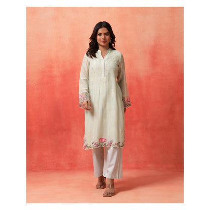 Shetab Kazmi Elara Sage Green Kurta with Pant and Dupatta