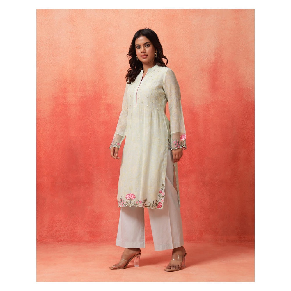 Shetab Kazmi Elara Sage Green Kurta with Pant and Dupatta