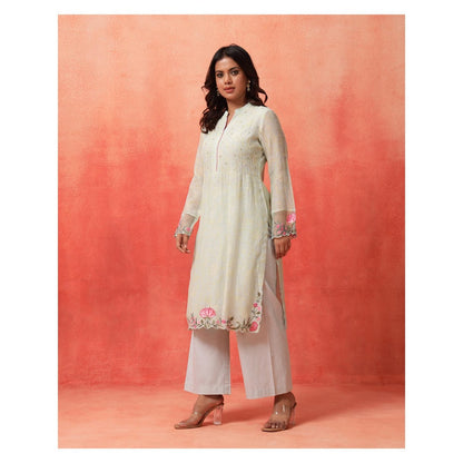 Shetab Kazmi Elara Sage Green Kurta with Pant and Dupatta