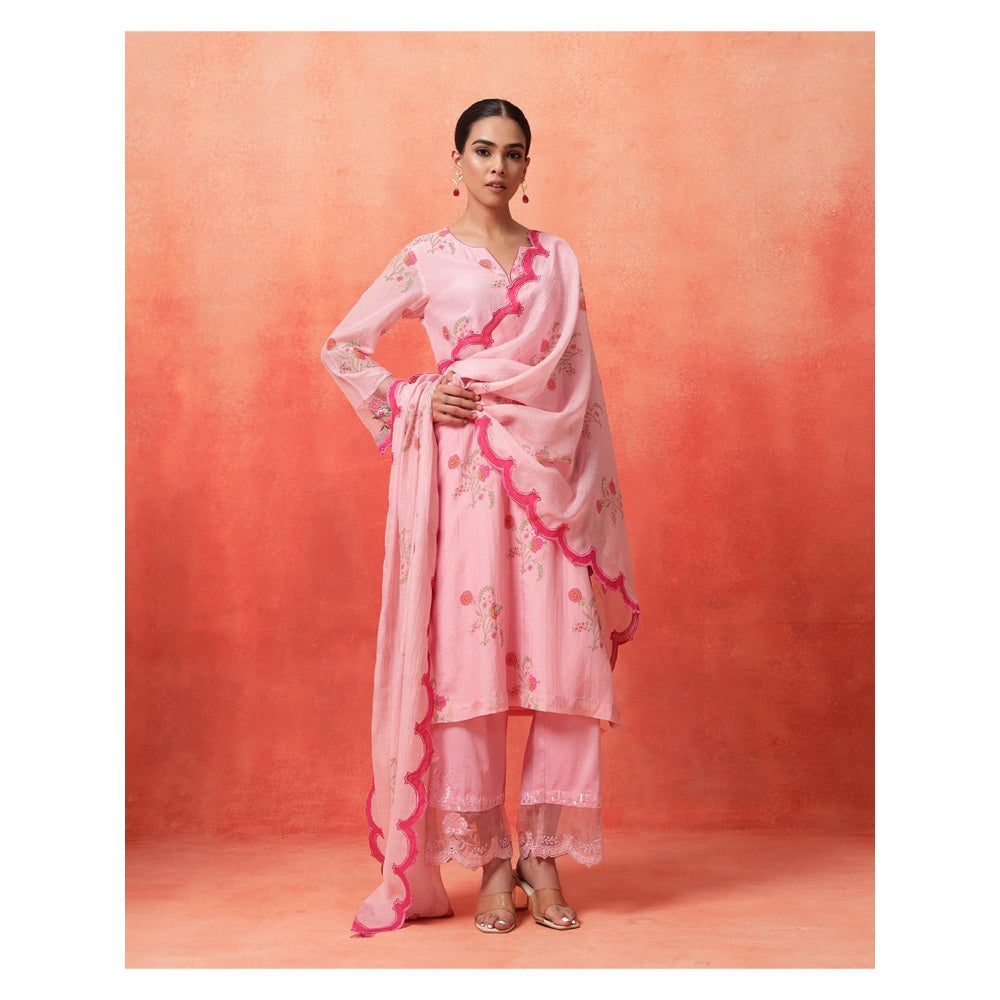 Shetab Kazmi Pink Elara Mughal Kurta with Pant and Dupatta