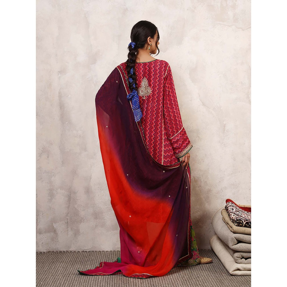 Shetab Kazmi Mastani Floral Embroidered Kurta with Palazzo & Dupatta