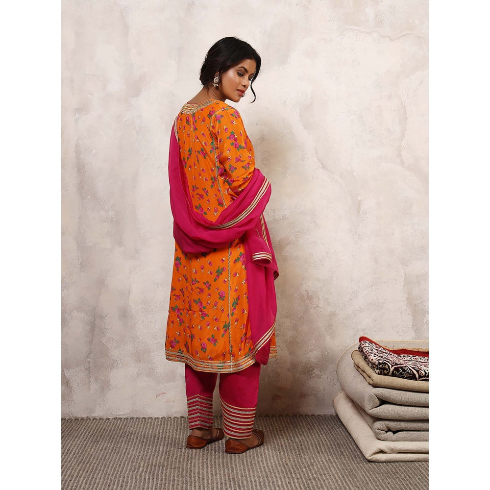 Shetab Kazmi Mehroz Floral Embroidered Kurta with Salwar & Dupatta