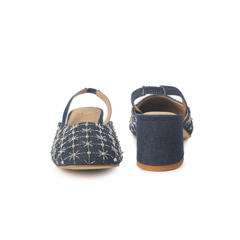 Shilpsutra Embo Denim Blue Sandal Heels