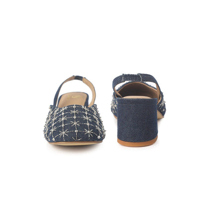 Shilpsutra Embo Denim Blue Sandal Heels