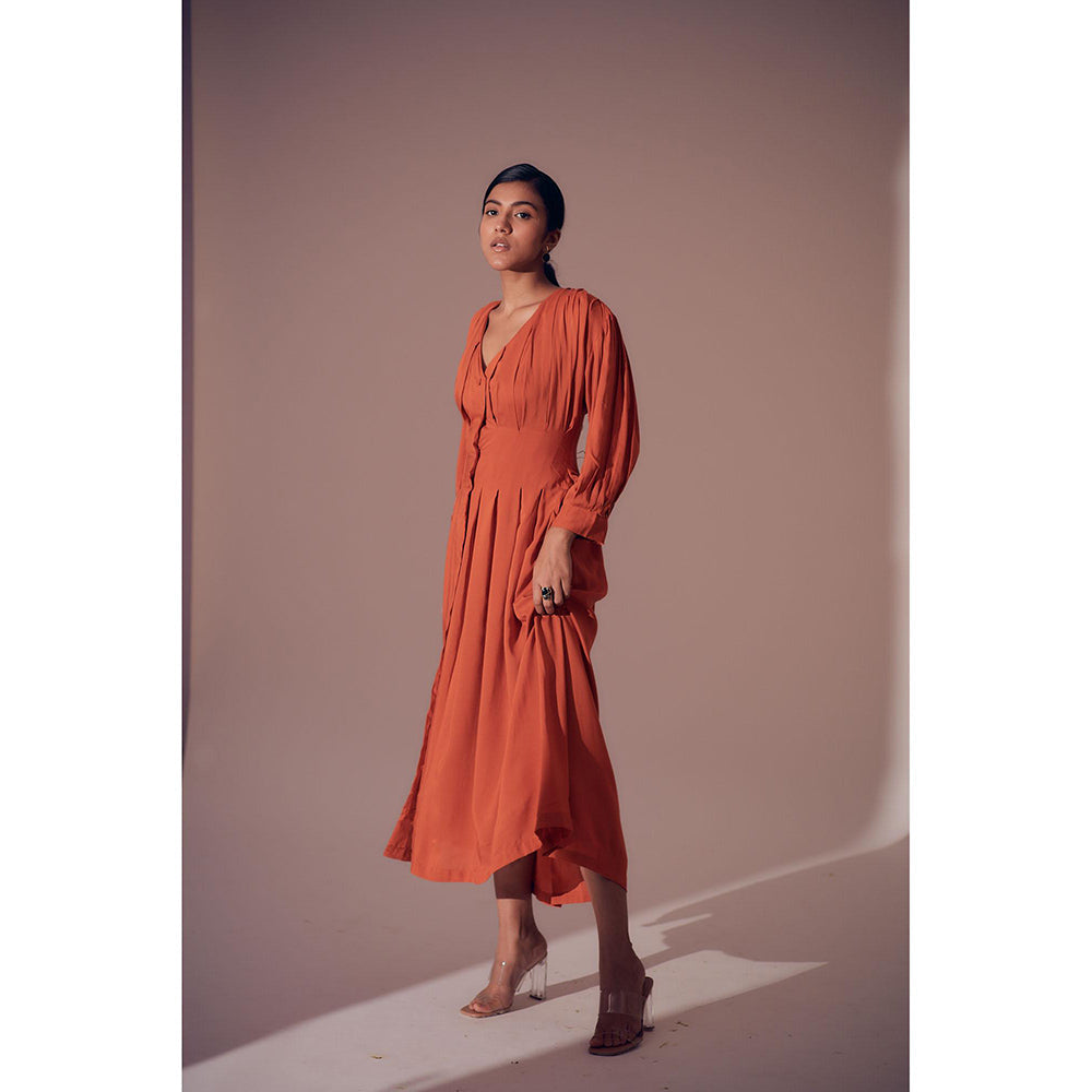 Shibui Georgia Solid Rust Full Sleeves Maxi Dress
