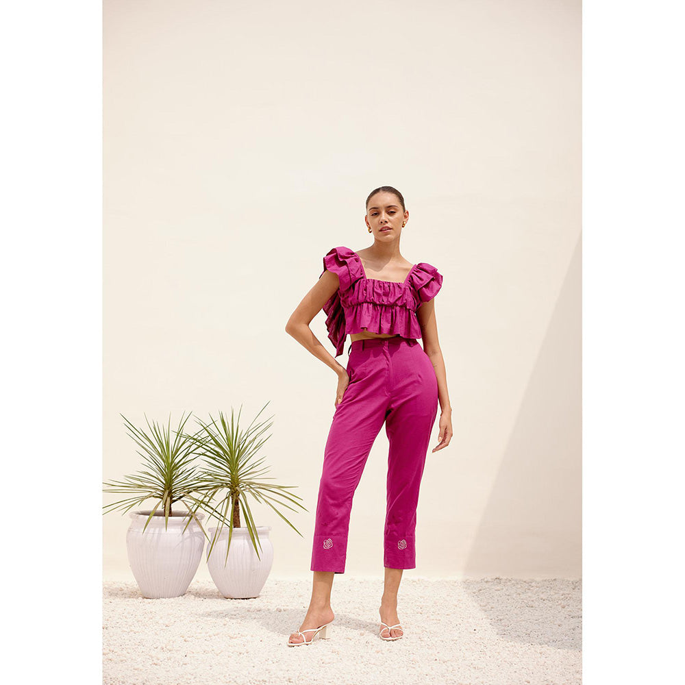 Shibui Mimosa Magenta Embroidered Co-Ord (Set of 2)