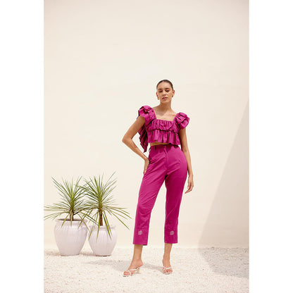 Shibui Mimosa Magenta Embroidered Co-Ord (Set of 2)