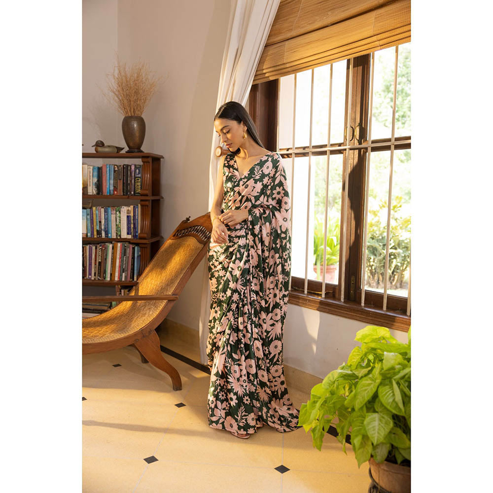 Shibui Rhythm Oasis Green Print Saree