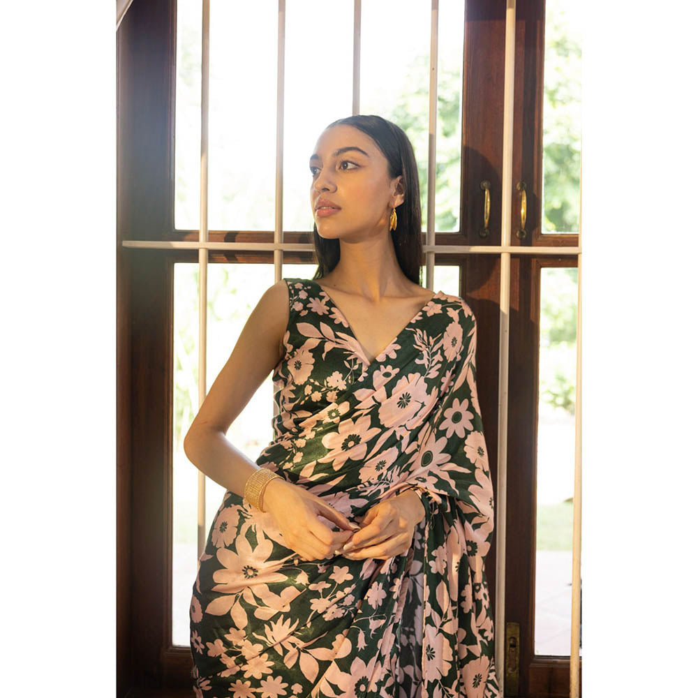 Shibui Rhythm Oasis Green Print Saree