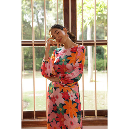Shibui Bloom Mosaic Pink Print Kurta and Pant (Set of 2)