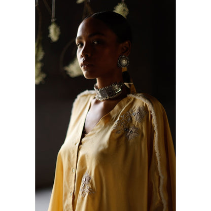 SHIKHA MEHTA Yellow Roli Silk Kurta with Pant (Set of 2)