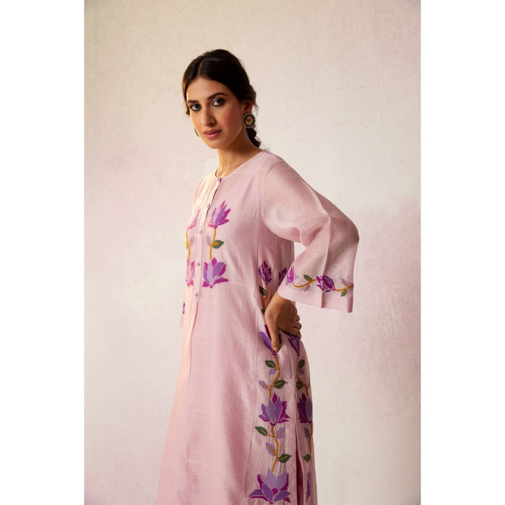 Shivani Bhargava Bahaar Lavender Floral Kali Kurta (Set of 3)