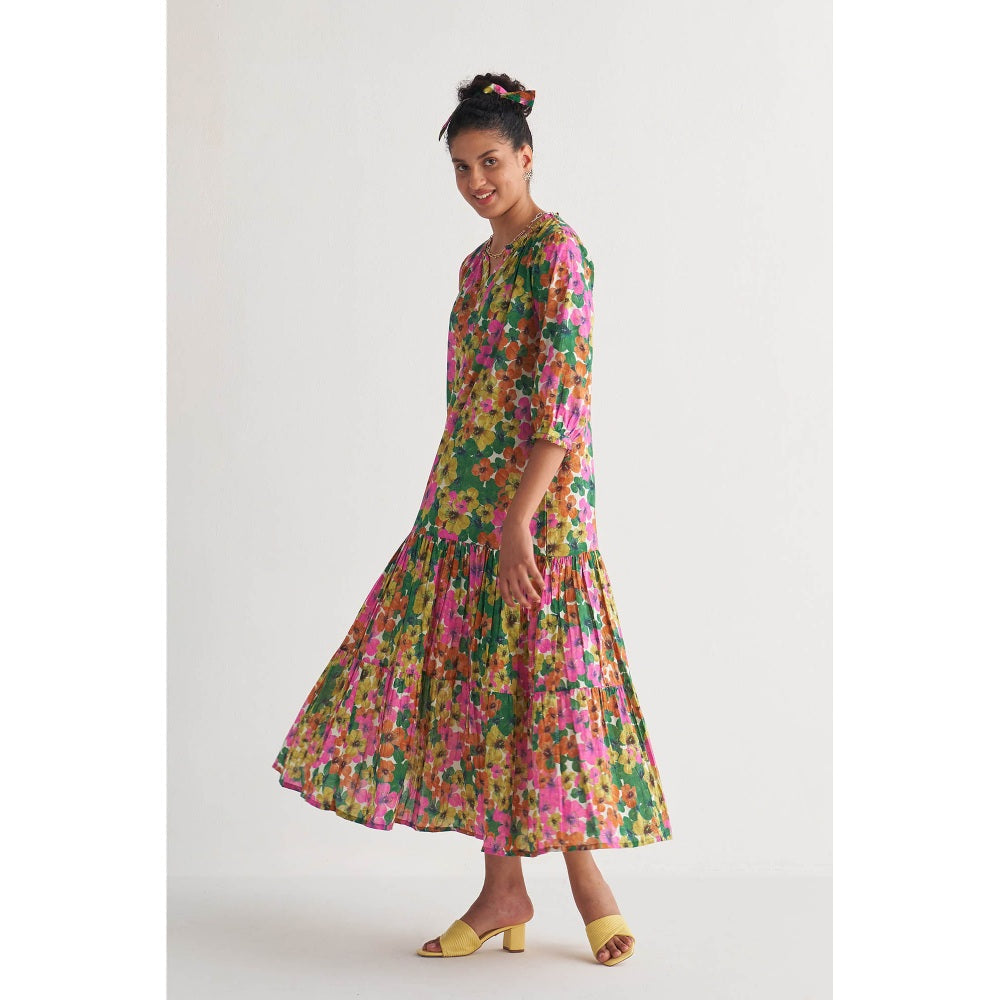Shivani Bhargava Multihued Gardenia Tier Dress