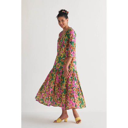 Shivani Bhargava Multihued Gardenia Tier Dress