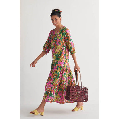 Shivani Bhargava Multihued Gardenia Tier Dress