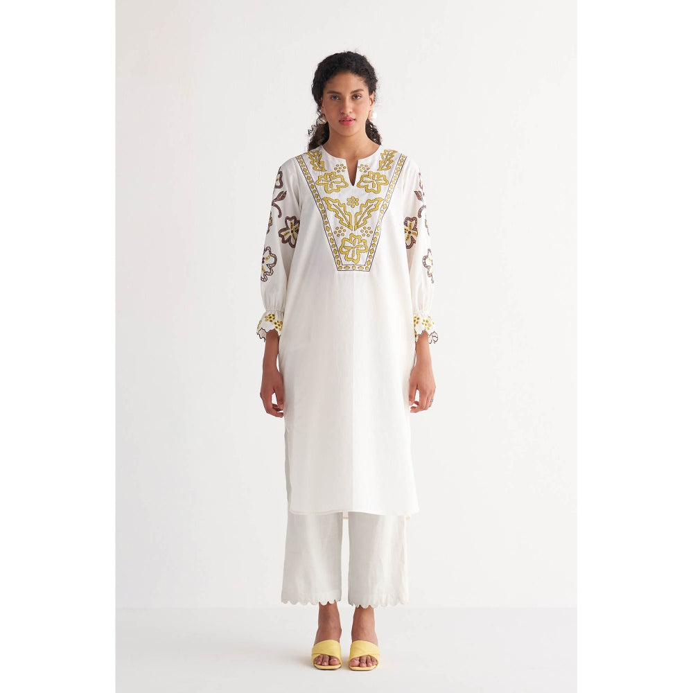 Shivani Bhargava White Melange Cutwork & Cross-Stitch Co-Ord (Set of 2)