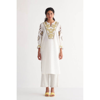 Shivani Bhargava White Melange Cutwork & Cross-Stitch Co-Ord (Set of 2)