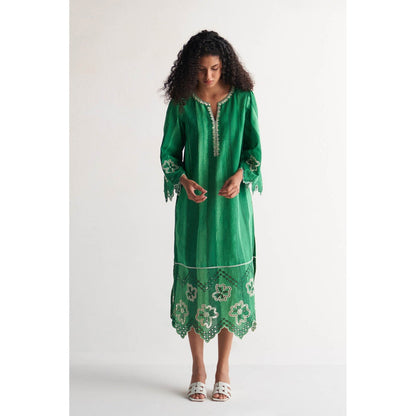 Shivani Bhargava Green Colossal Cutwork Dress