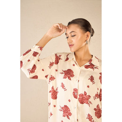 Shivani Bhargava Red Vinate Rose Co-Ord (Set of 2)