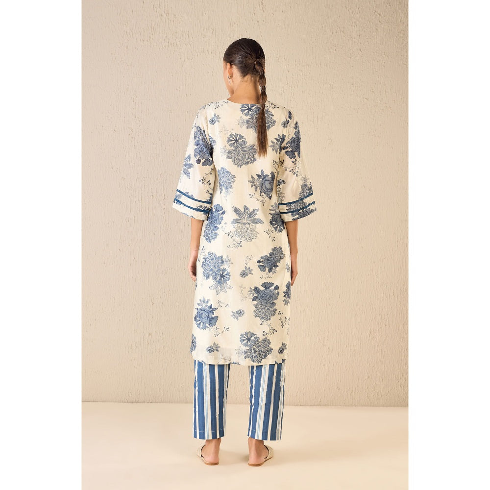 Shivani Bhargava Floral Fantasy Blue Kurta with Pant and Dupatta (Set of 3)