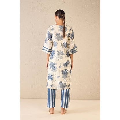 Shivani Bhargava Floral Fantasy Blue Kurta with Pant and Dupatta (Set of 3)