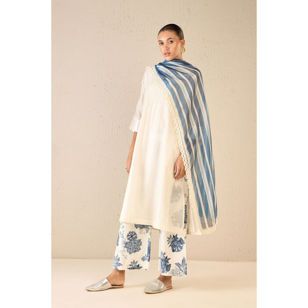 Shivani Bhargava Floral Ivory Kurta with Pant and Dupatta (Set of 3)