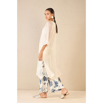 Shivani Bhargava Floral Ivory Kurta with Pant and Dupatta (Set of 3)