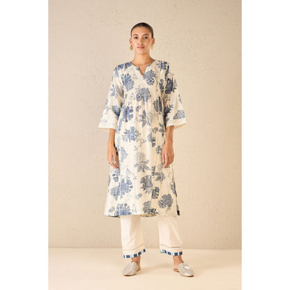 Shivani Bhargava Blue Floral Kurta with Pant and Dupatta (Set of 3)