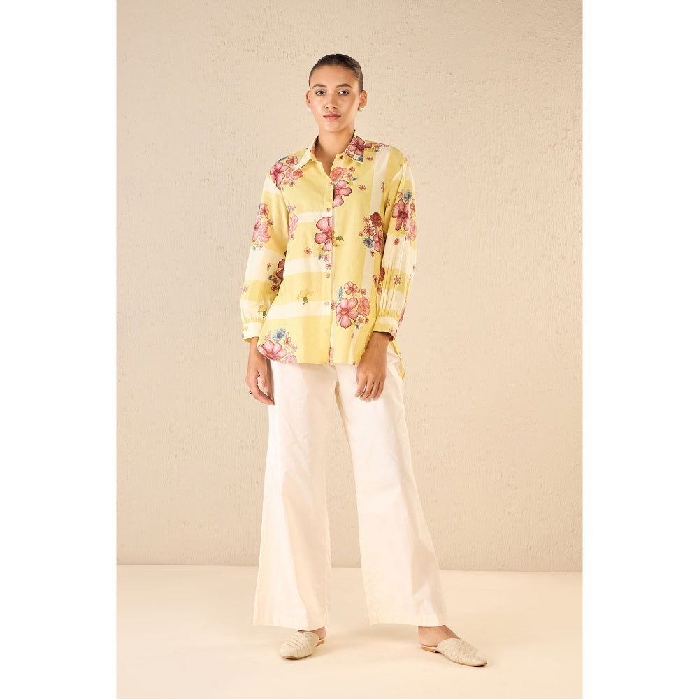 Shivani Bhargava Floral Fusion Yellow Shirt with Pant (Set of 2)