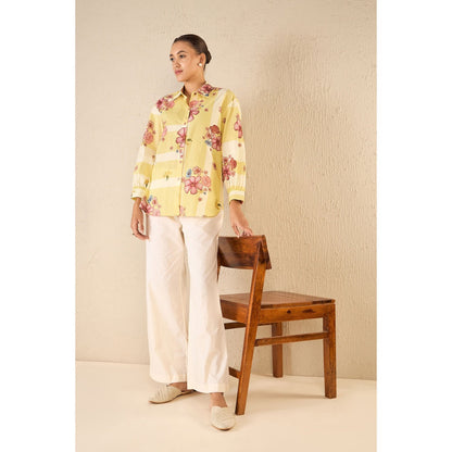 Shivani Bhargava Floral Fusion Yellow Shirt with Pant (Set of 2)