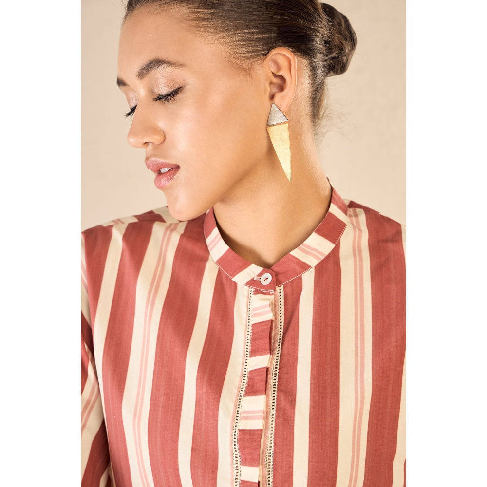 Shivani Bhargava Meadow Red Stripe Shirt with Pant (Set of 2)
