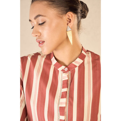 Shivani Bhargava Meadow Red Stripe Shirt with Pant (Set of 2)